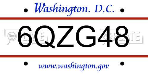 6QZG48 District Of Columbia License Plate