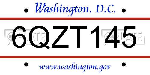 6QZT145 District Of Columbia License Plate