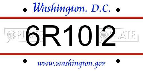6R10I2 District Of Columbia License Plate