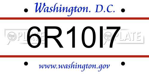 6R10I7 District Of Columbia License Plate