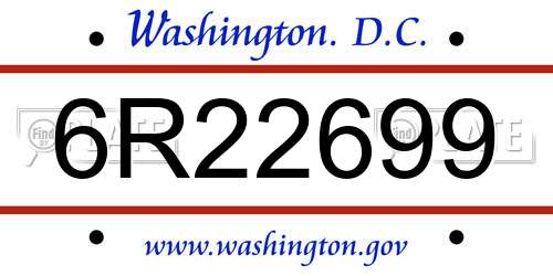 6R22699 District Of Columbia License Plate