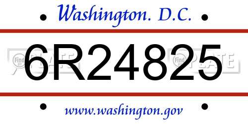 6R24825 District Of Columbia License Plate