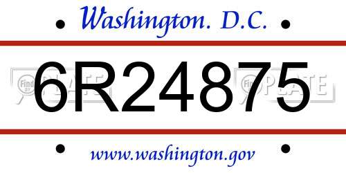 6R24875 District Of Columbia License Plate