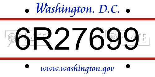 6R27699 District Of Columbia License Plate