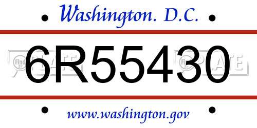 6R55430 District Of Columbia License Plate