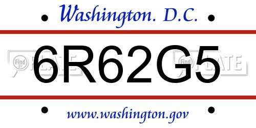 6R62G5 District Of Columbia License Plate