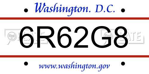 6R62G8 District Of Columbia License Plate