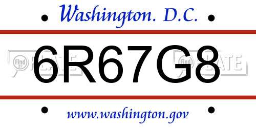 6R67G8 District Of Columbia License Plate