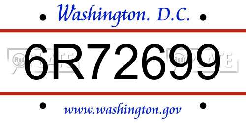 6R72699 District Of Columbia License Plate