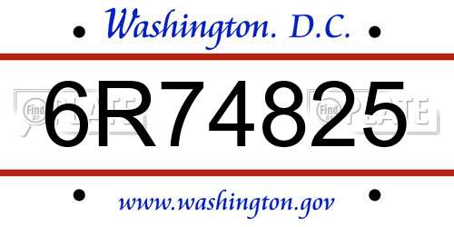 6R74825 District Of Columbia License Plate