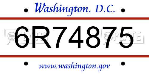 6R74875 District Of Columbia License Plate