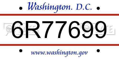 6R77699 District Of Columbia License Plate