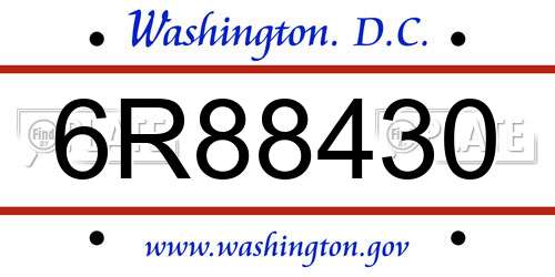 6R88430 District Of Columbia License Plate