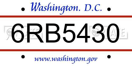 6RB5430 District Of Columbia License Plate