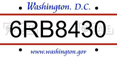 6RB8430 District Of Columbia License Plate