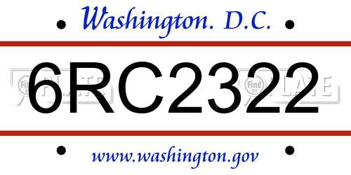 6RC2322 District Of Columbia License Plate