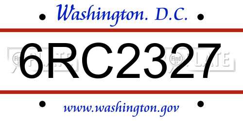 6RC2327 District Of Columbia License Plate