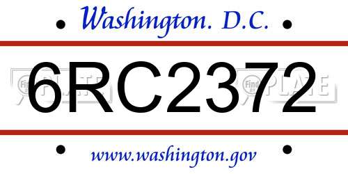 6RC2372 District Of Columbia License Plate