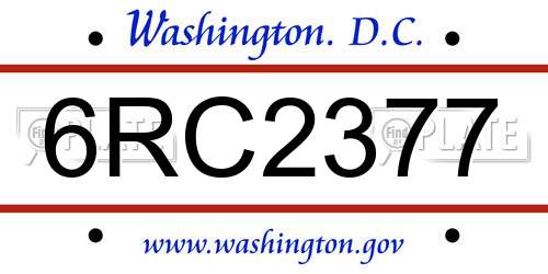 6RC2377 District Of Columbia License Plate