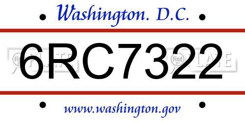 6RC7322 District Of Columbia License Plate