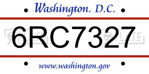 6RC7327 District Of Columbia License Plate