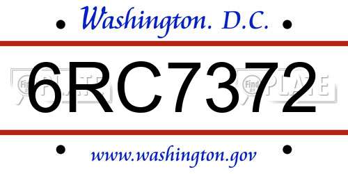 6RC7372 District Of Columbia License Plate