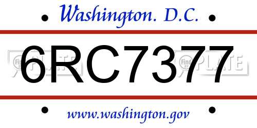 6RC7377 District Of Columbia License Plate