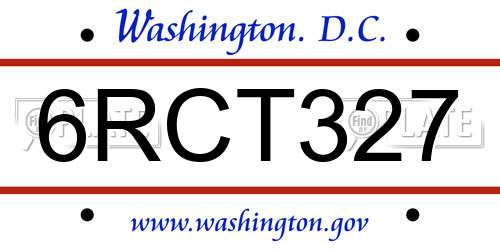 6RCT327 District Of Columbia License Plate