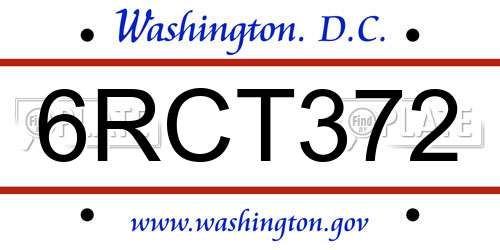 6RCT372 District Of Columbia License Plate