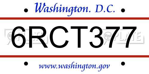 6RCT377 District Of Columbia License Plate