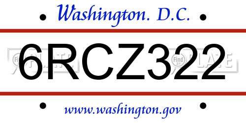 6RCZ322 District Of Columbia License Plate
