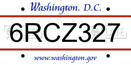 6RCZ327 District Of Columbia License Plate