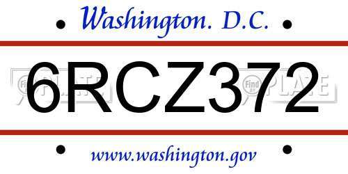 6RCZ372 District Of Columbia License Plate