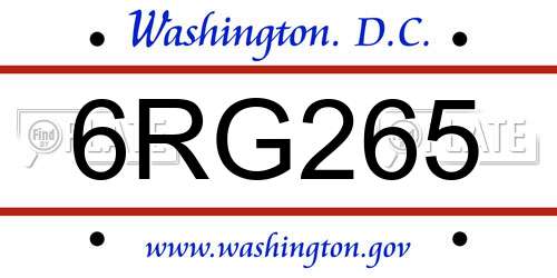 6RG265 District Of Columbia License Plate