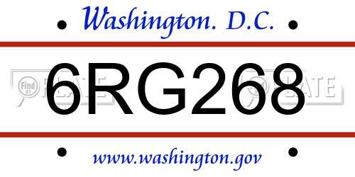 6RG268 District Of Columbia License Plate