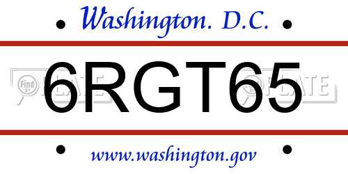 6RGT65 District Of Columbia License Plate