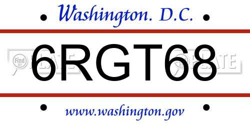 6RGT68 District Of Columbia License Plate