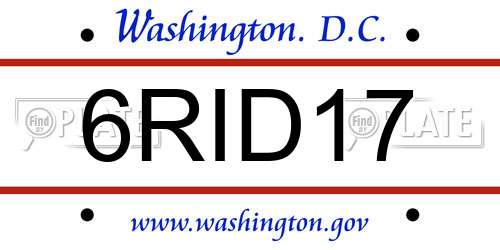 6RID17 District Of Columbia License Plate