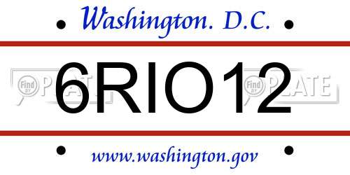 6RIO12 District Of Columbia License Plate