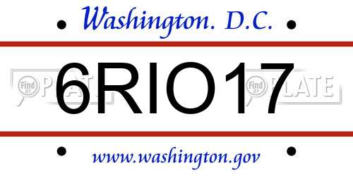 6RIO17 District Of Columbia License Plate