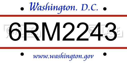 6RM2243 District Of Columbia License Plate