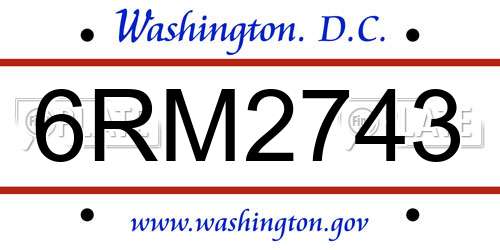 6RM2743 District Of Columbia License Plate