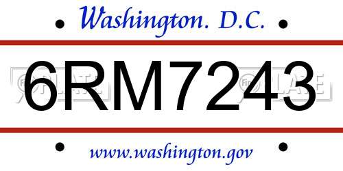 6RM7243 District Of Columbia License Plate