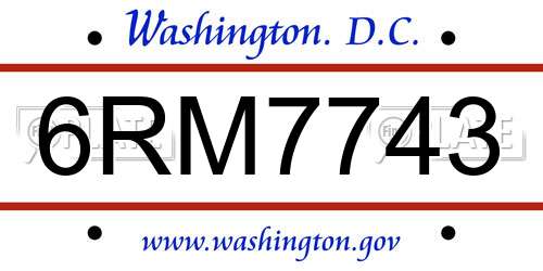 6RM7743 District Of Columbia License Plate