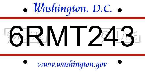 6RMT243 District Of Columbia License Plate