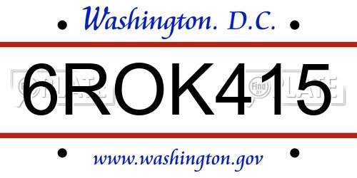 6ROK415 District Of Columbia License Plate