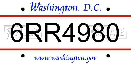 6RR4980 District Of Columbia License Plate
