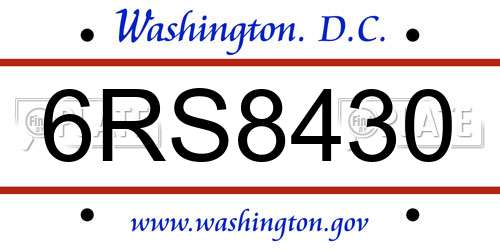 6RS8430 District Of Columbia License Plate