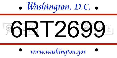 6RT2699 District Of Columbia License Plate