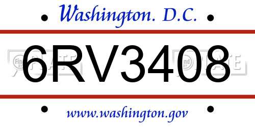 6RV3408 District Of Columbia License Plate